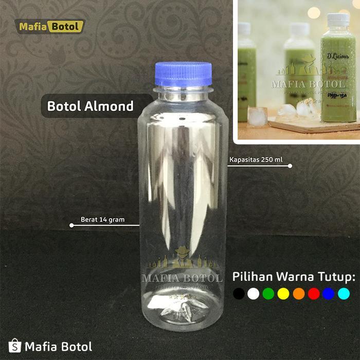 BOTOL ALMOND 250ML 1 BALL ISI 100 PLASTIK BOTOL KEMASAN MINUMAN