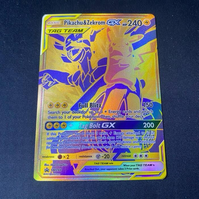 Pikachu & Zekrom GX Gold EN SM Promo SM248 Kartu Pokemon TCG ENGLISH