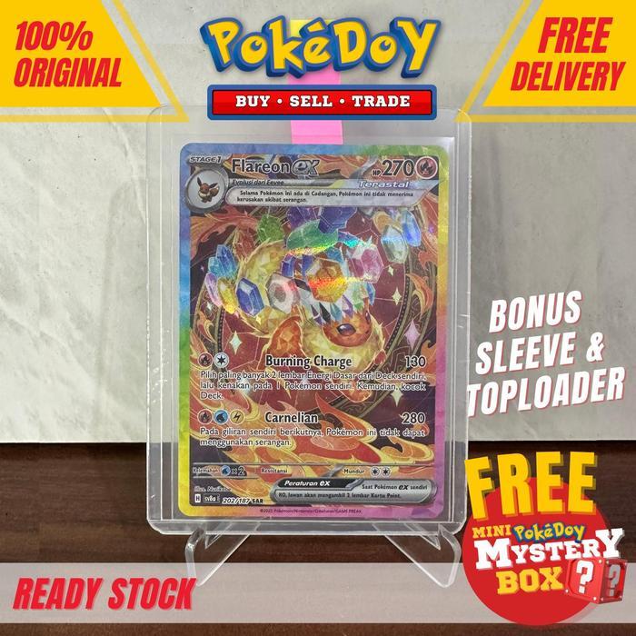 TCG Pokemon FESTIVAL TERASTAL Flareon Ex SAR 202 / 187 INDONESIA Sv8A Kartu Art Rare Secret Kolektor