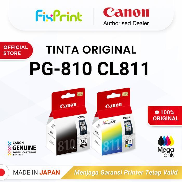 TERBARU 100% ORIGINAL Set Tinta Canon PG 810 Black & CL 811 Color - Printer iP2770 MP258 MP287 BISA