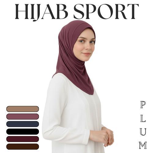 Hijab Sport Instant Wanita Bergo Lari Renang Bella Muslim Panjang Nyaman Santai Sekolah Hitam Bahan