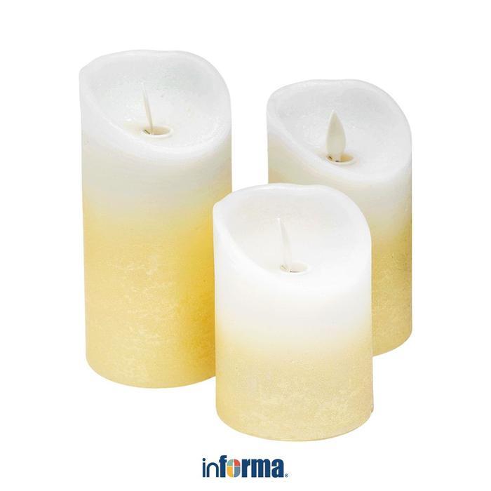 Informa Set 3 Pcs Lilin Flameless - Putih/Gold Lampu Tidur Penerangan Ruangan Dekorasi Kamar