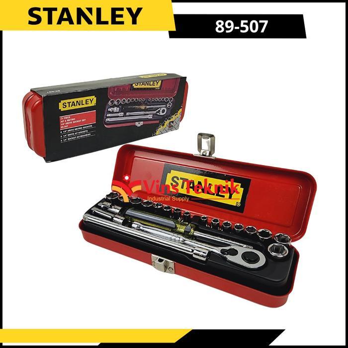 terbaru STANLEY 89-507 Imperial Socket Kunci Shock Stanley Set 21Pcs 1/4" 6Pt