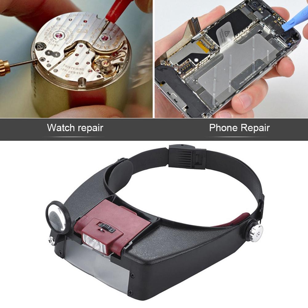 LED Light Headband Magnifier 1.5x 3x 8.5x 10x Illuminated Magnifier Lightweight Adjustable Band Watc