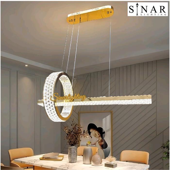 Lampu gantung Minimalis island gold LED panjang 80 cm X8805