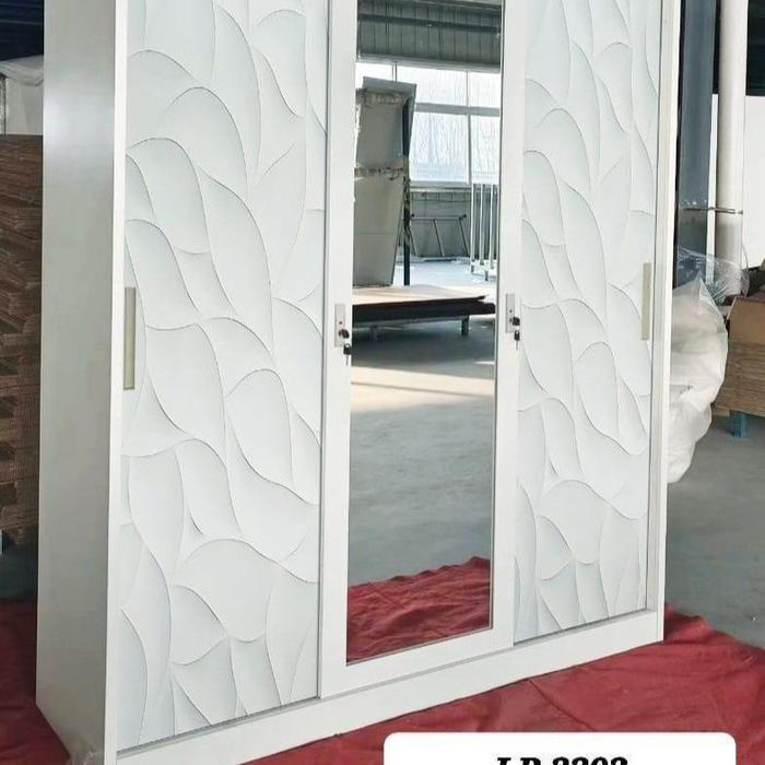 Lemari Baju Besi Sliding - Lemari Baju  3 Pintu LB-3303 - Lemari Baju Besi - Lemari Baju Sliding Kac
