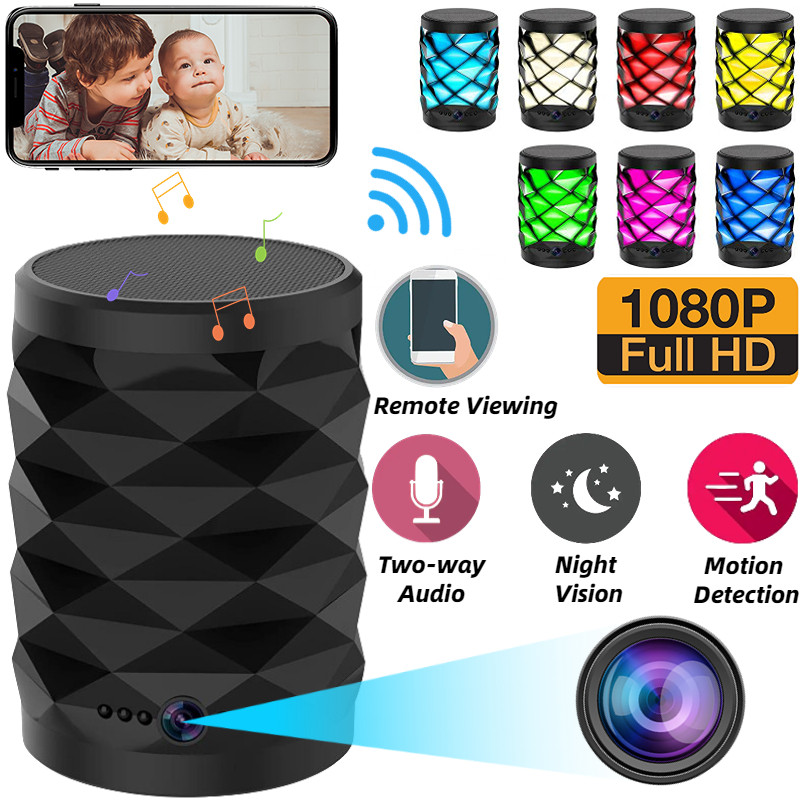 1080P HD Mini WiFi Bluetooth Speaker Camera Speaker Two-Way Remote Intercom Night Vision Mini Home