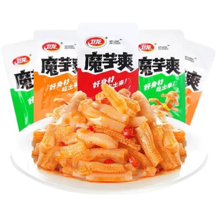 Snack Vegetarian Snack Konjac Weilong Camilan Cina Spicy Hot Pedas 50gr Makanan Ringan