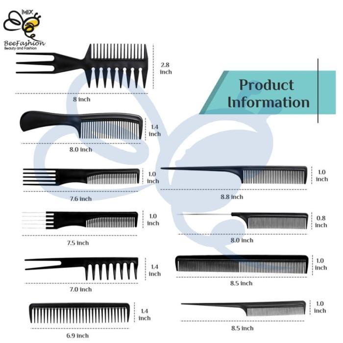 Perlengkapan Sisir Rambut Salon Hair Comb Profesional - 10Set - Alat Kecantikan Gercep