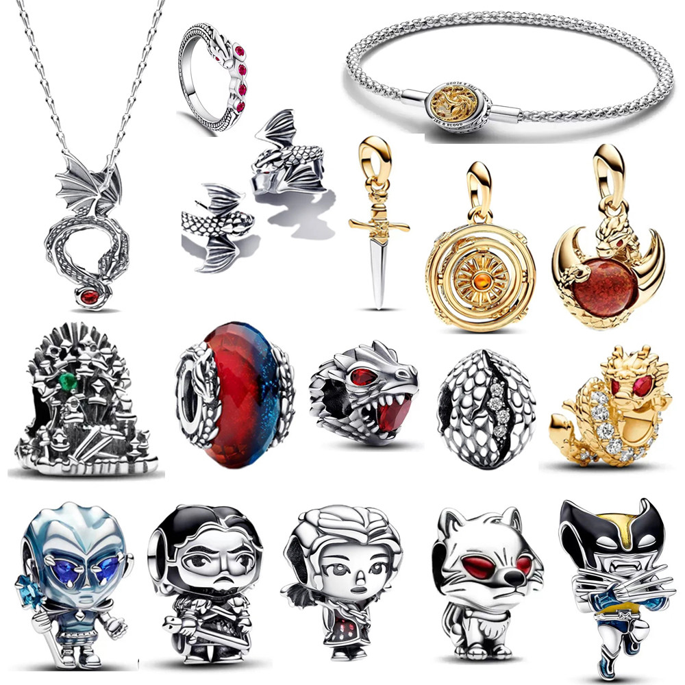 Hot Sale New Miniso Disney in Wolf Dragon Seat Series Earrings Necklace Bead Fit Charm Bracelet 925