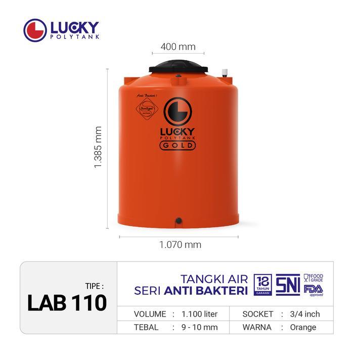 Toren Lucky Polytank Anti Bakteri 1000 liter | Tangki Air | Tandon Air LAB110 - Orange
