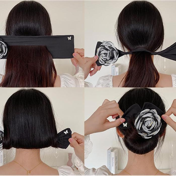 Jepit Rambut Korea Donat Sanggul Konde Magic Hair Bun Varian Motif Mawar Sanggul Wanita Alat Gulung