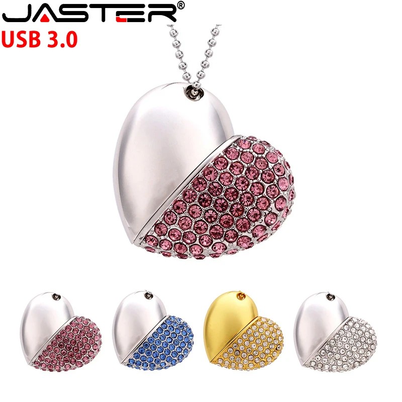 High Speed Metal Necklace USB 3.0 Flash Drive 4G 8G 16GB 32GB 64GB 128GB Heart Pen Drives Gifts