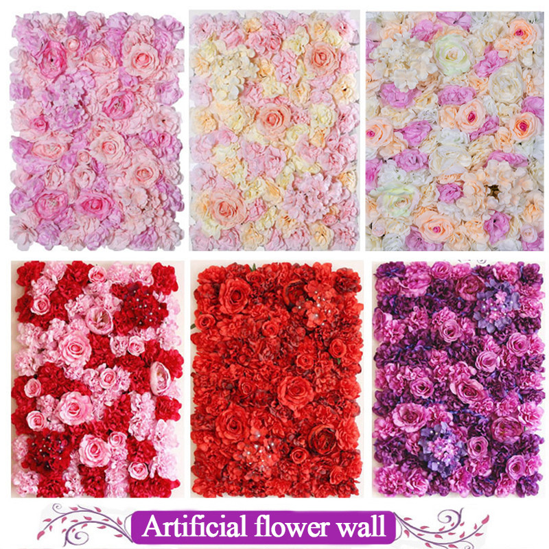 Artificial Flower Wall Panel Background Decoration 40*60cm Rose Wedding Wall 3D Flower Wall Home Dec