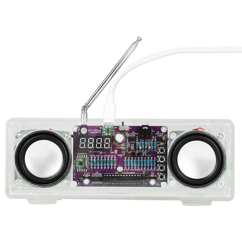 87.5MHZ~108MHZ DIY FM RADIO ELECTRONIC KIT DUAL CHANNEL DIGITAL TUBE RADIO SPEAKER SOLDERING