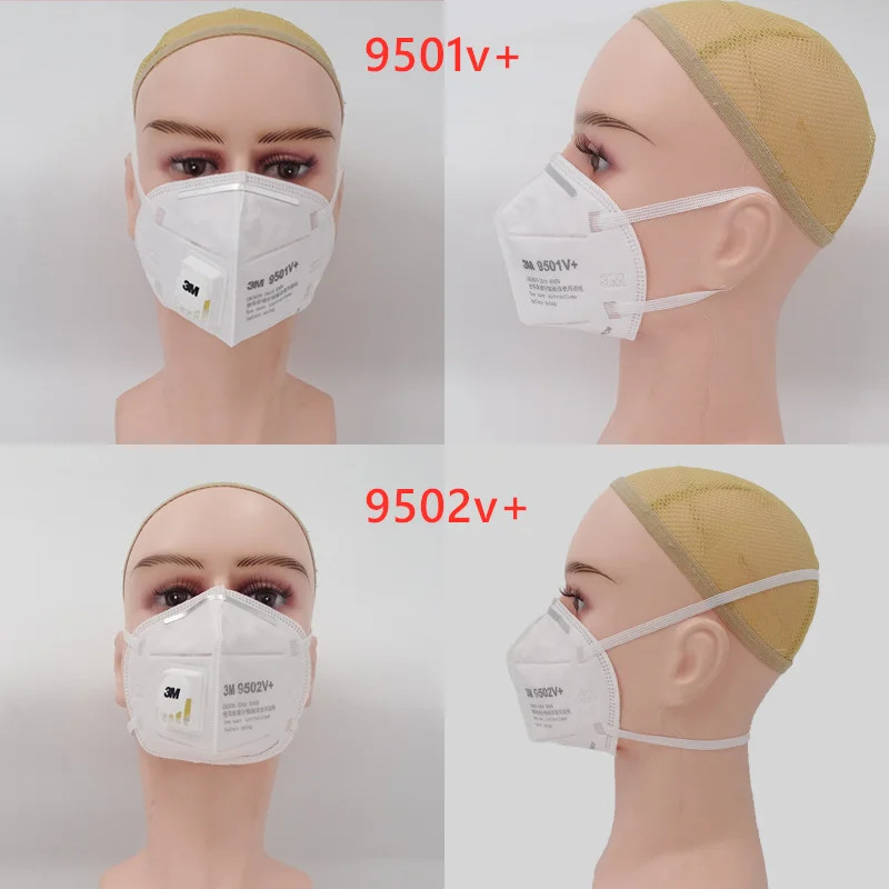 50pcs 3M Mask 9501V+ 9502V+ Anti-particulate Mask Standard Breath Valve Folding Headband Earloop