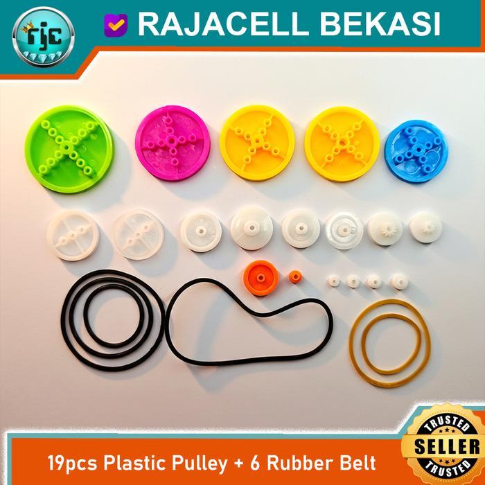 19pcs Plastic Pulley Gear KIT Puli plastik + 6 Belt Karet Part DIY Robot Arduino *