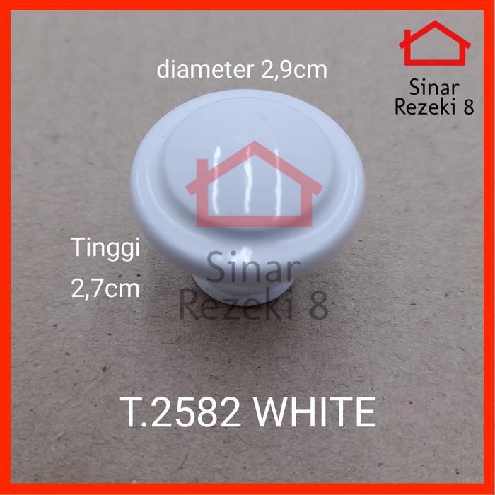 Handle Tarikan 2582 Putih / Knob Bulat Laci Pentol Pintu Lemari Gagang .