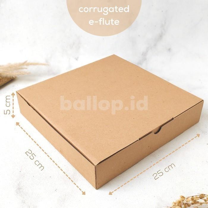 E-FLUTE 25 25 5 CM Box Kardus Pizza Dos Box Snack Roti Kue Cake Baju