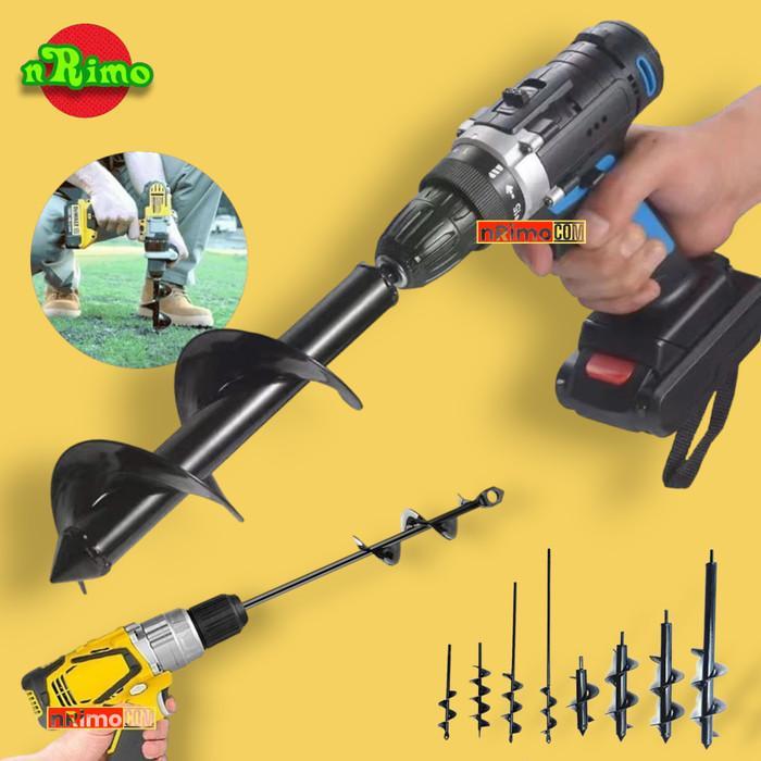 Krisbow - Mata Bor Tanah Biopori Alat Pelubang Tanah Penggali Taman Kebun Auger Spiral Drill Bit For
