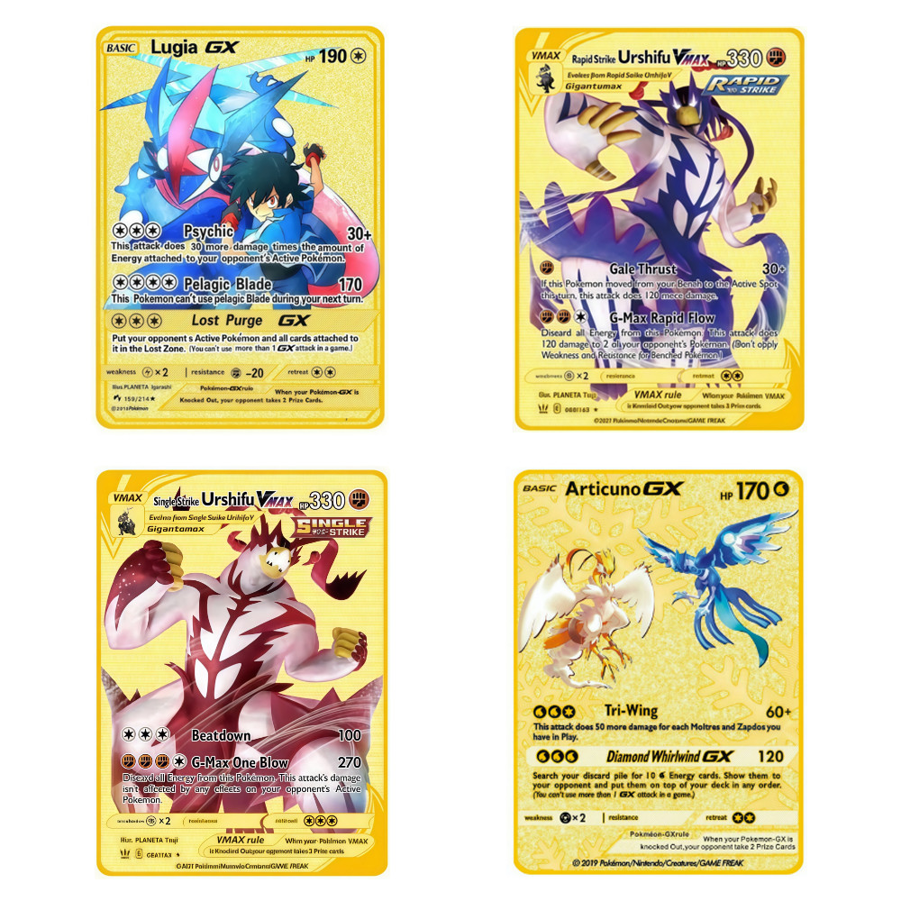 New 10000 Point Pokemon Metal Card Greninja Charizard Super Card Golden English Mewtwo Vmax GX EX