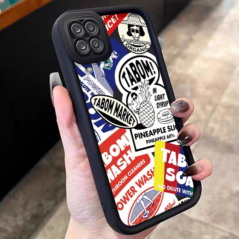 Casing Hp untuk Samsung Galaxy A12 4G A12 5G M12 F12 Case Gaya Retro Vintage Sticker Kasing silikon 