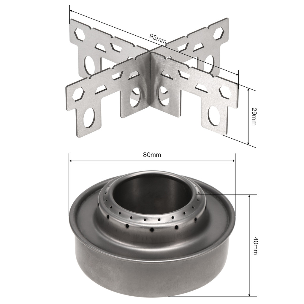 Lixada Outdoor Camping Stainless Steel/Titanium Mini Alcohol Stove with Cross Stand Stove Rack