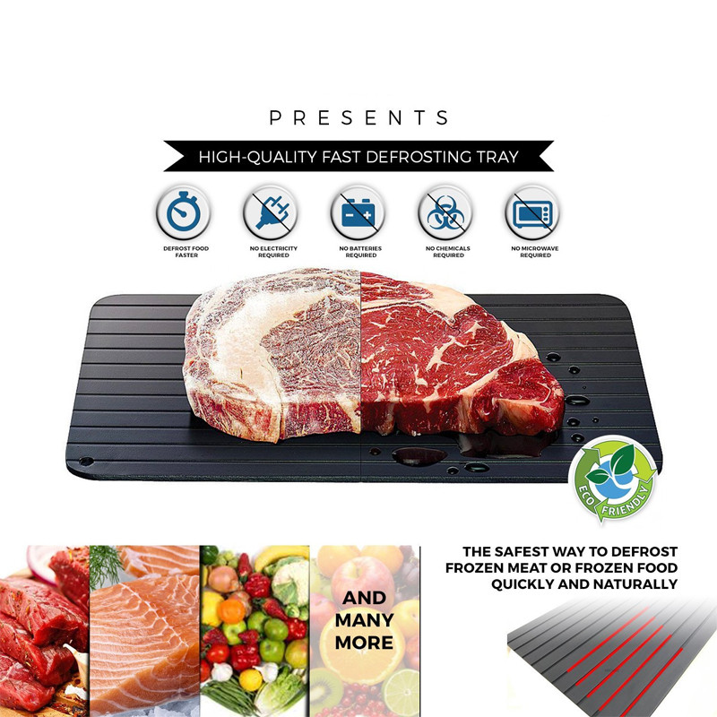 LMETJMA Fast Defrosting Tray Aluminium Alloy Thaw Food Defrosting Tray Frozen Meat Fish Food Tray
