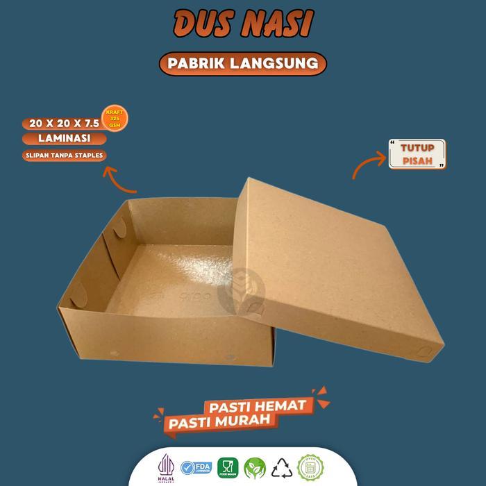 Dus Nasi Kotak 20X20 Laminasi Box Nasi 20X20 Kotak Katering (Isi 20 Pcs-Bb5K4)