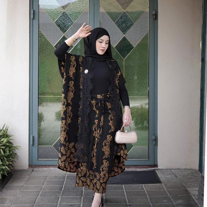 Andin Set Outer Lace Dan Rok Lilit Batik Wayang Diskon Sale