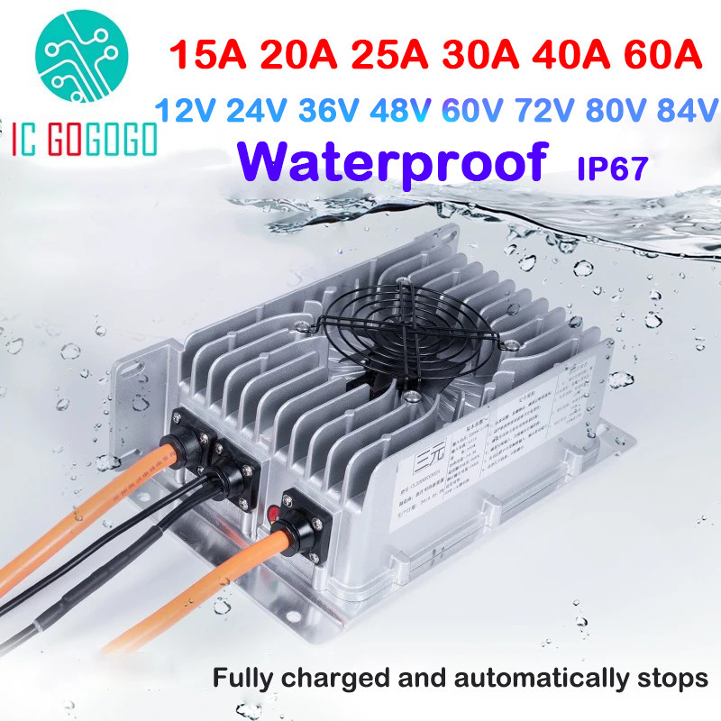 24V 48V 60V 72V 80V 84V 100.8V 12V 36V Li-ion Lifepo4 Lithium Battery Charger Waterproof Car Fast