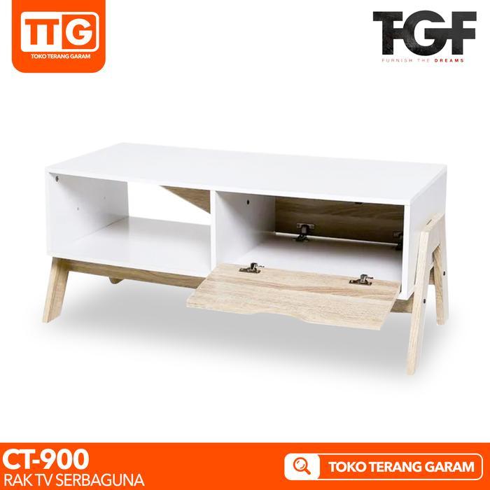 Tgf Meja / Rak Tv Serbaguna Minimalis Sonoma White Ct - 900 90 Cm Pasti Promo