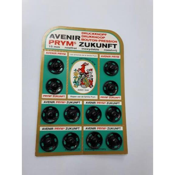 Kancing Jepret Prym 15 mm Hitam