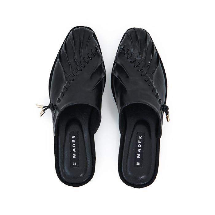 NEW PORODUK MADER PLEATSY MULES - BLACK
