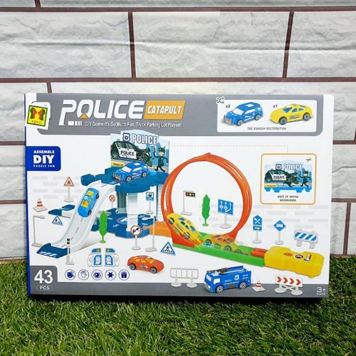Mainan Anak Police / Truck Catapult Assemble Diy Puzzle Fun Diy Scene #Gratisongkir