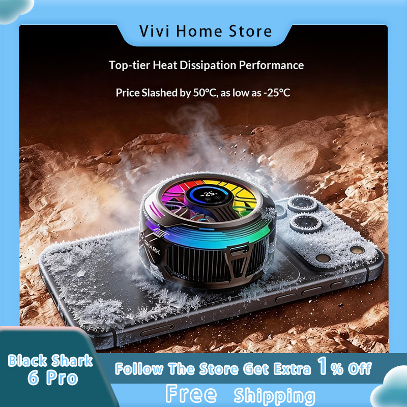 Black Shark 6 Pro Magnetic Phone Cooler Semiconductor RGB Lighting For Gaming Live Streaming For