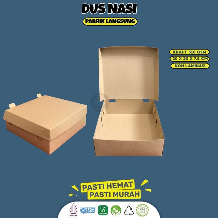 [25 PCS] DUS NASI 20X20 / BOX NASI 20X20 / DUS BOX KOTAK KARDUS NASI KATERING MAKANAN 20X20 / B5K3