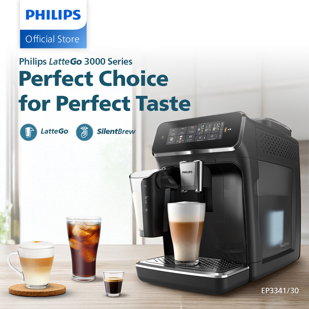Philips Espresso Machine Mesin Kopi Otomatis 3000 Series EP3341/30 - Latte Go - 6 Pilihan Minuman - 