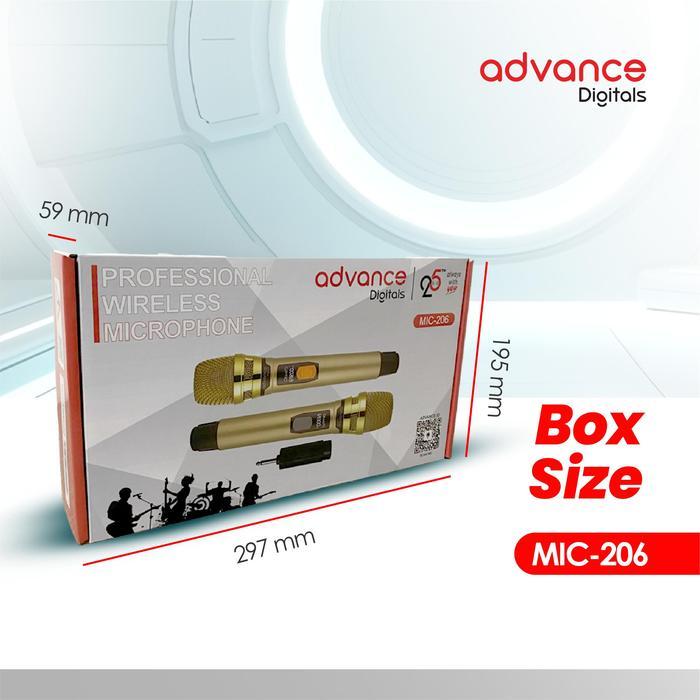 Advance Microphone Profesional 2 Mic Wireless Gold Bisa Di Charger Original Wireless Mic 206