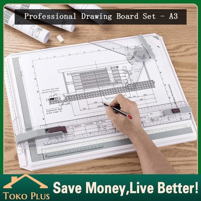 Terpercaya Meja Gambar Arsitek A3 Professional Drawing Board Head
