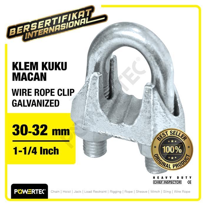 Terlaris - Wire Rope Clip / Klem Seling Kuku Macan Galv 30-32mm - 1-1/4" POWERTEC