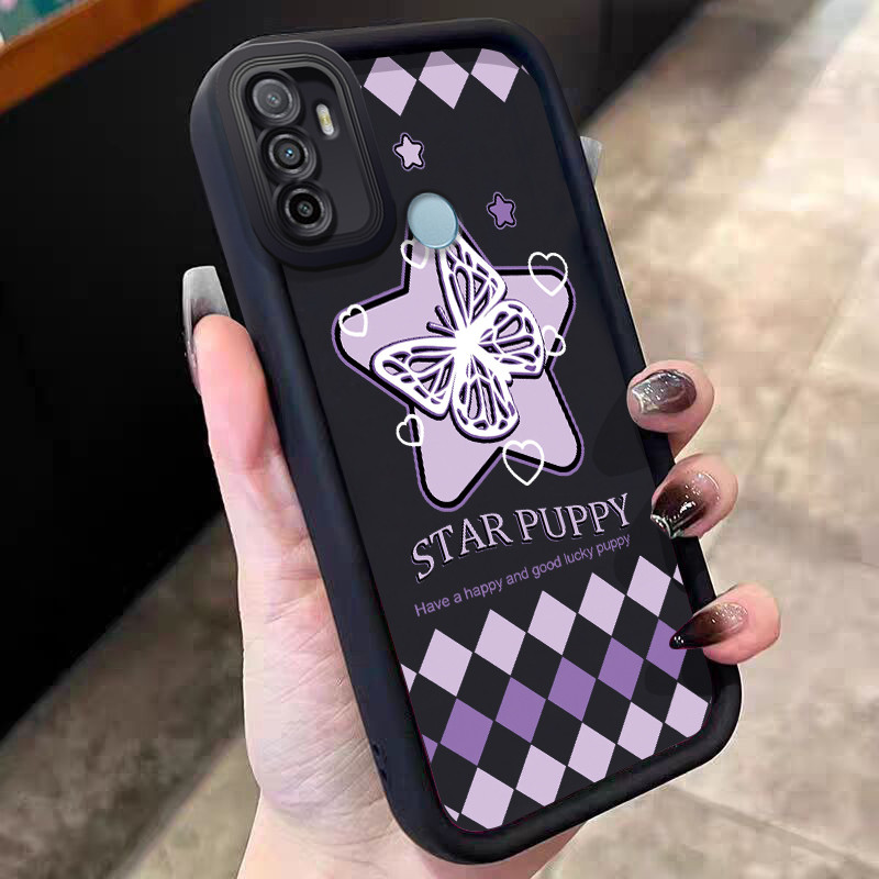 Casing Hp untuk OPPO A53 A53s A32 A33 2020 A11s Case Bintang ungu kupu-kupu Kasing silikon Cesing mo
