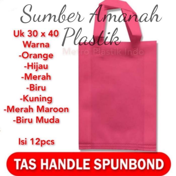Tas Kain Belanja 25x35 30x40 38x45 Isi 12pcs Goodie Bag Spunbond Handle 25 x 35 / 30 x 40 / 38 x45