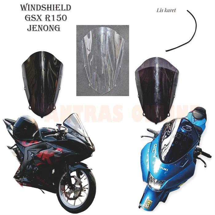 WINDSHIELD SUZUKI GSX R150 JENONG DAN LIS KARET - VISOR TAMENG MOTOR BAUT MOTORCYCLE TERBARU