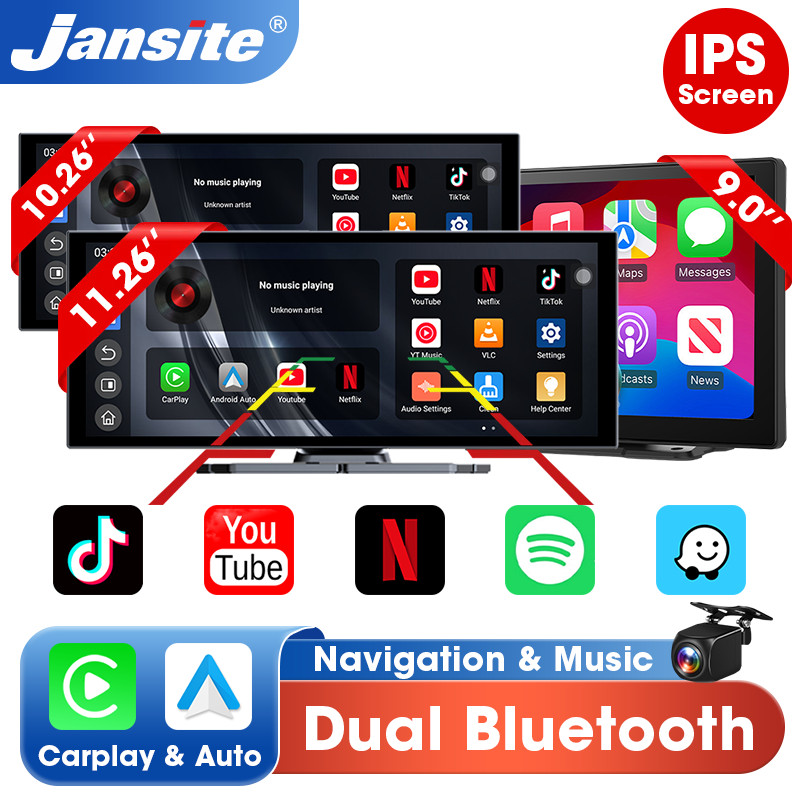 Jansite Universal Car Multimedia Video Player Bluetooth Wireless Carplay Android Auto Screen Stereo