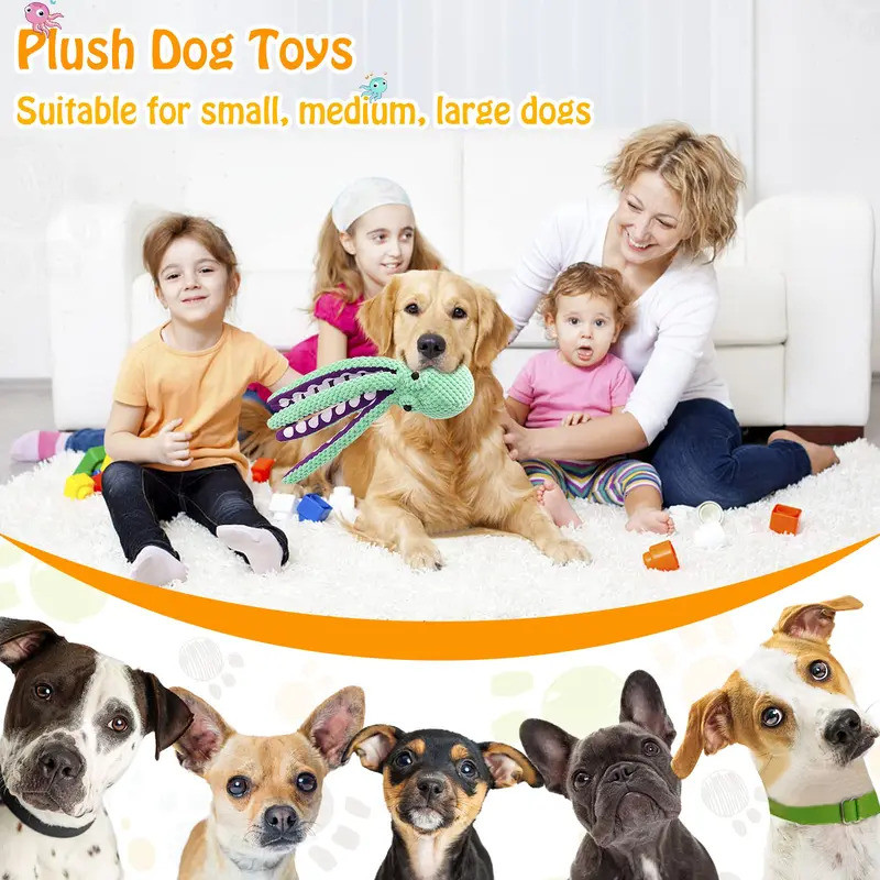 Pet Plush Toy Cat Dog Voice Octopus Shell Puzzle Toy Bite Resistant Interactive Pet Dog Teeth