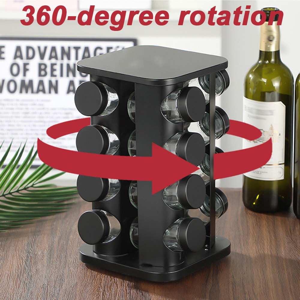 360-Degree Rotating Stainless Steel Spice Rack, Spice Jars, Multi-Compartment Spice Rack, Kitchen