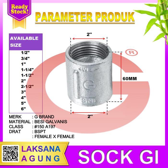 "New" Sok drat dalam 2 inch Besi Sock Drat Galvanis