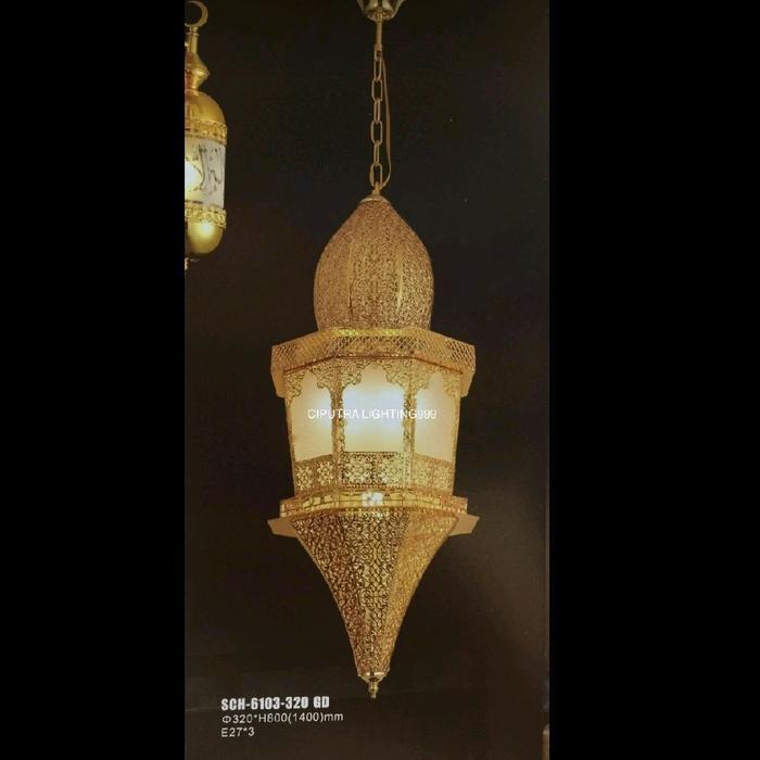 lampu gantung hias klasik turki teras ruang tamu diameter lebar 32 cm mewah besi