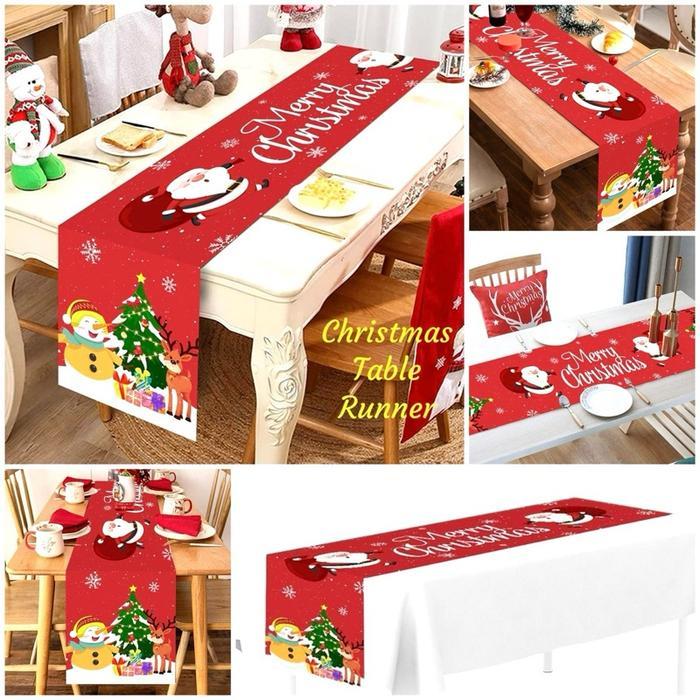 Table Runner Linen Table Runner Nuansa Natal Christmas Table Runner Taplak Meja Nuansa Natal